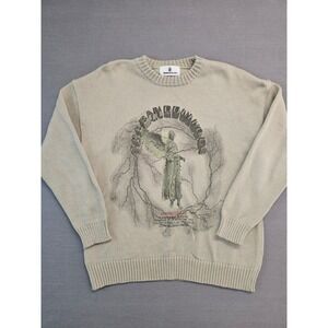 Y2K BANGOUOUO Angel Lightning Graphic Knit Sweater Beige Punk Long Sleeve Large